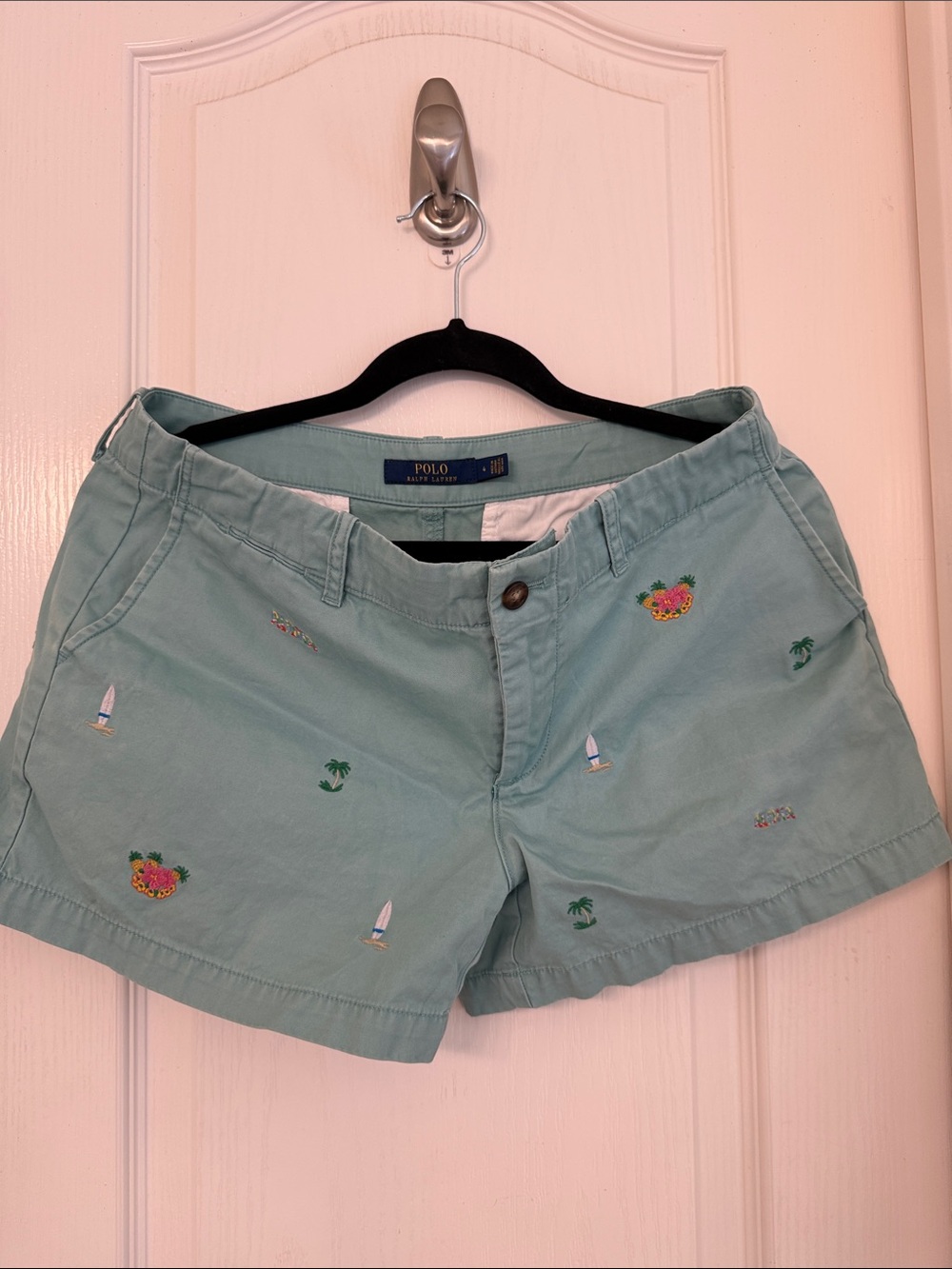 Polo by Ralph Lauren Seafoam Green Embroidered Women's Shorts